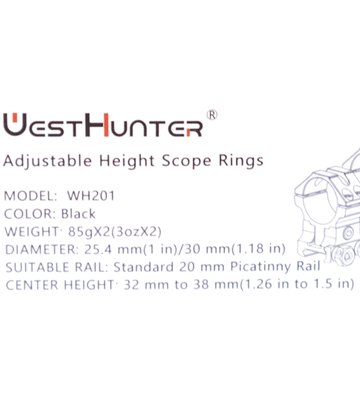 Montura West Hunter Hight Profile DOVETAIL Model WH201 25,4mm 85g - Imagen 3