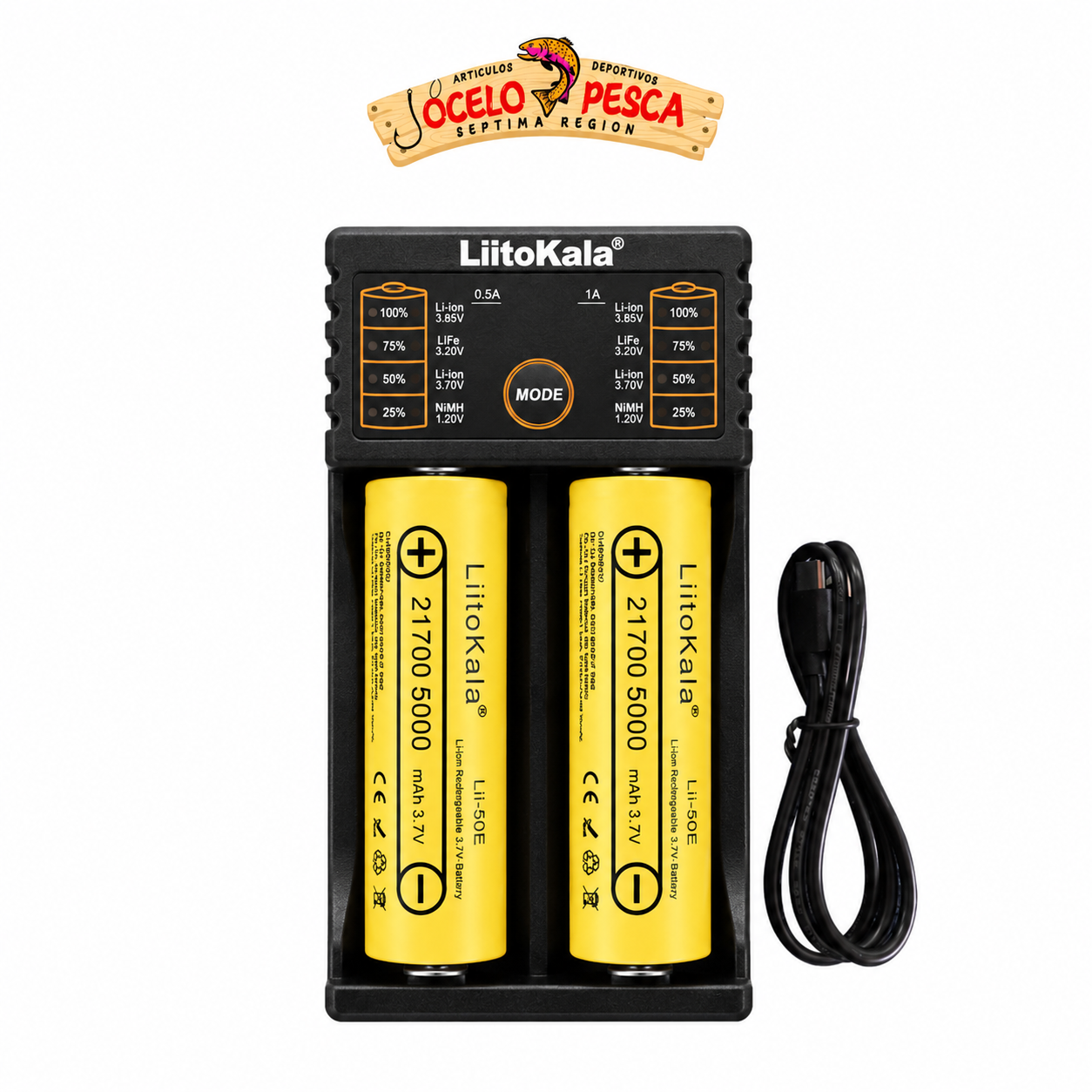 Pack 2 Pilas 21700 5000mah + Cargador Doble Liitokala - Imagen 4