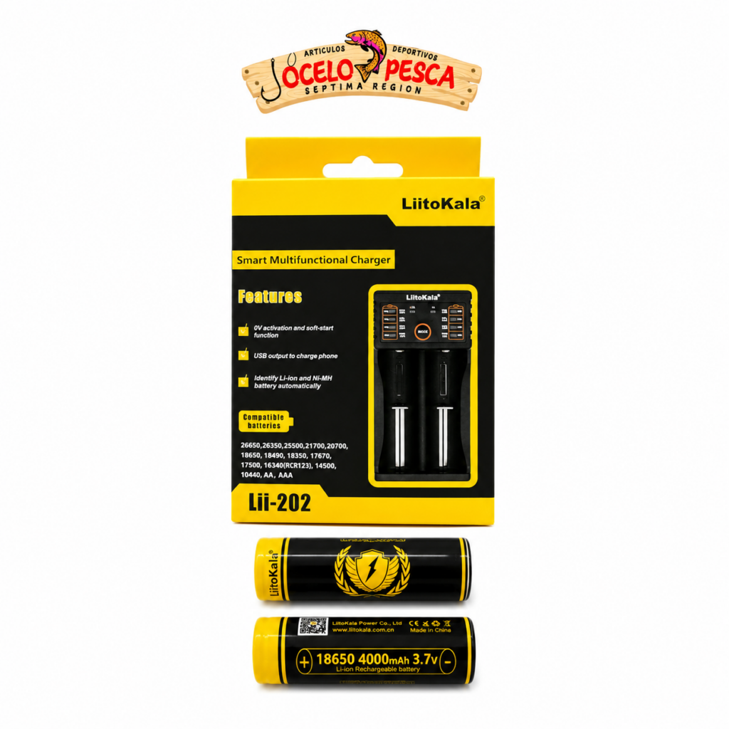 Pack 2 Pilas 18650 4000mah + Cargador Doble Liitokala