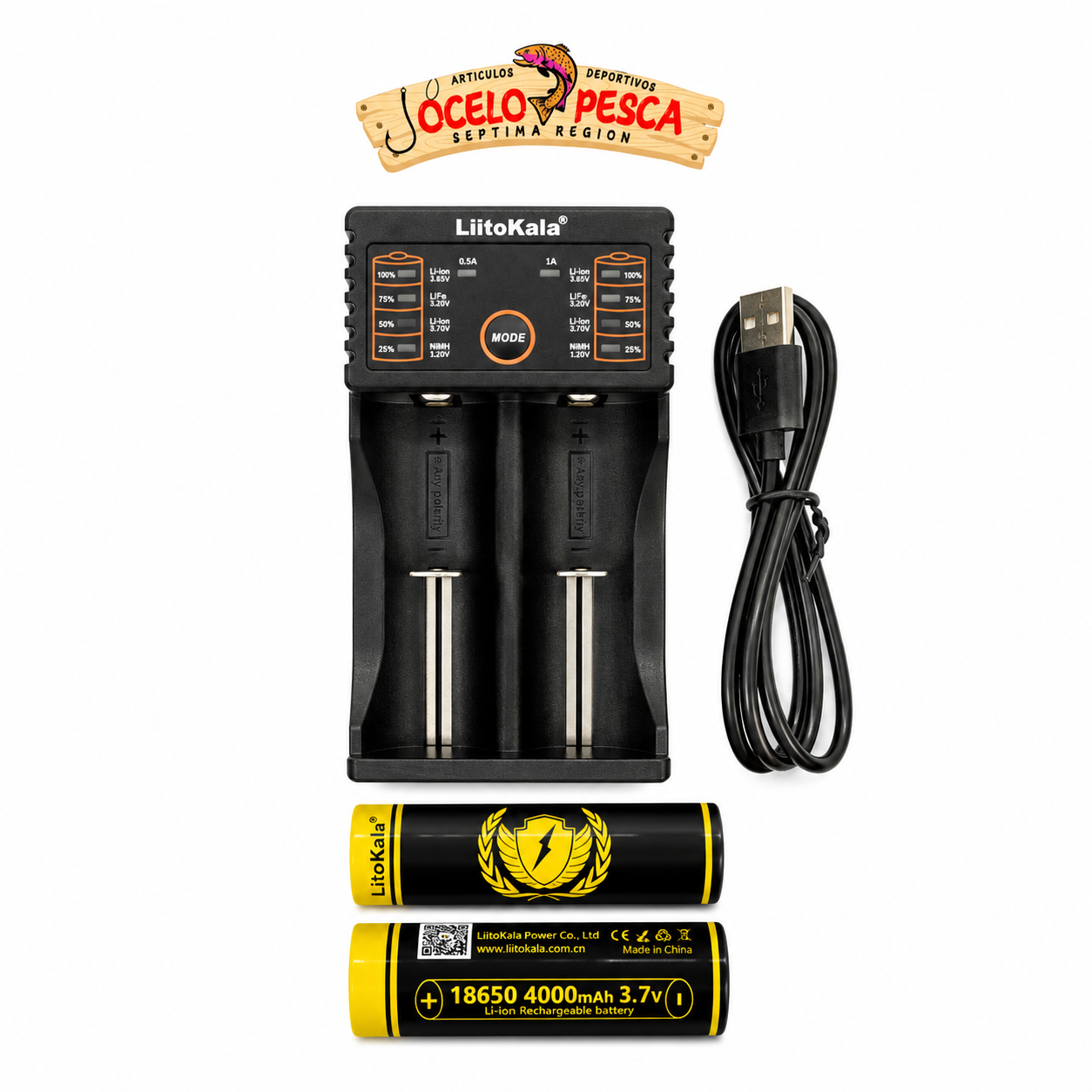 Pack 2 Pilas 18650 4000mah + Cargador Doble Liitokala - Imagen 2