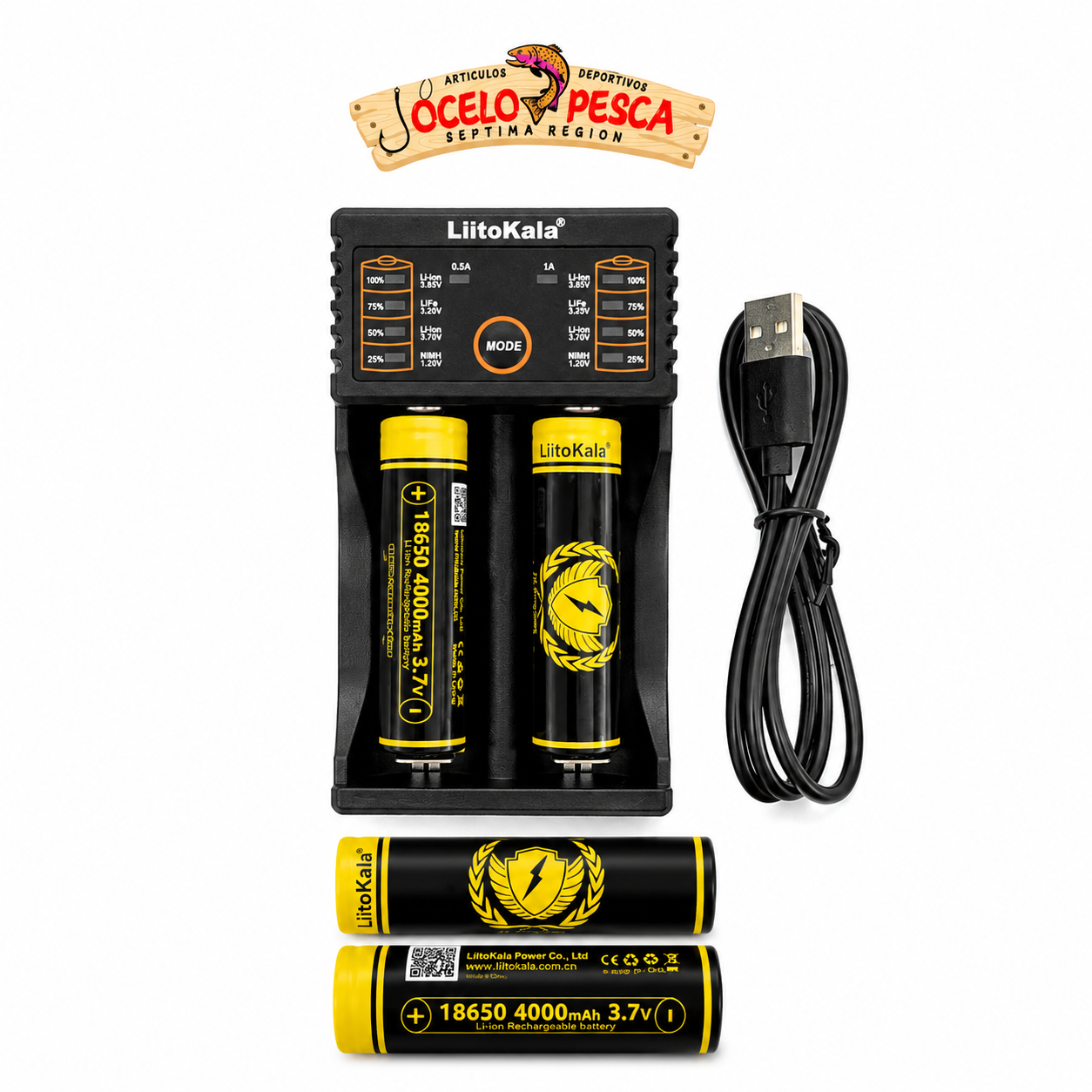 Pack 2 Pilas 18650 4000mah + Cargador Doble Liitokala - Imagen 3