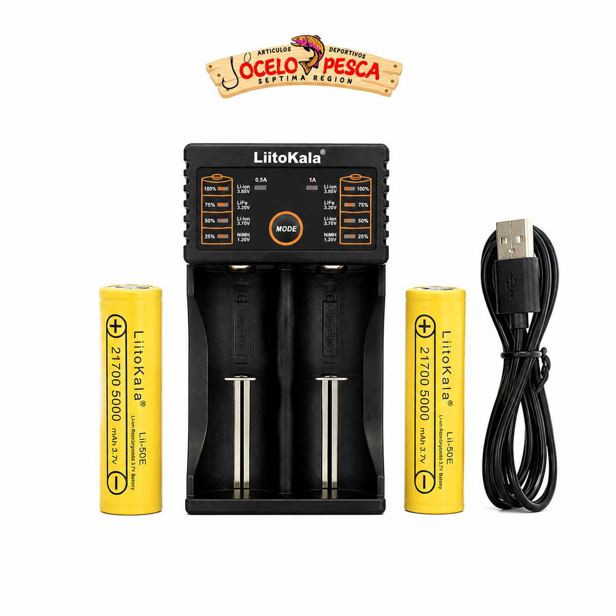 Pack 2 Pilas 21700 5000mah + Cargador Doble Liitokala - Imagen 3